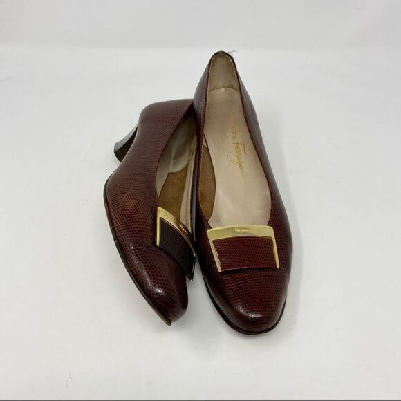 Salvatore Ferragamo Kitten Heels- Size 7AA - Picture 1 of 14